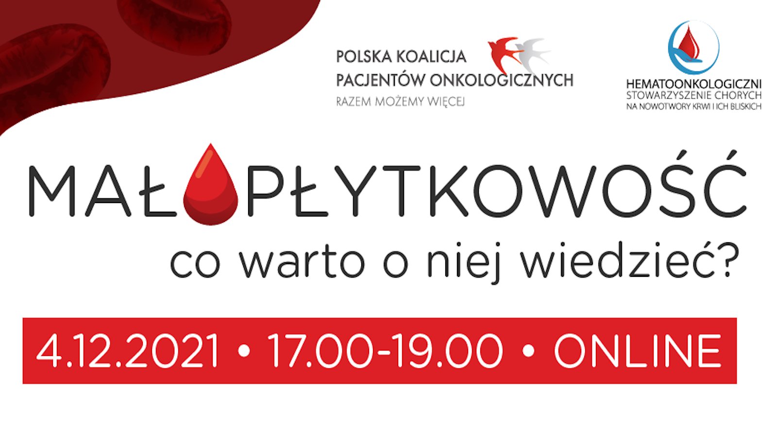 Warsztaty „Małopłytkowość – co warto o niej wiedzieć?" | 4 grudnia 2021 r., godz. 17:00