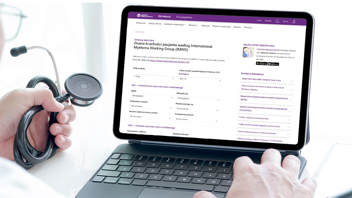 Ocena kruchości pacjenta w szpiczaku plazmocytowym według IMWG | Nowy kalkulator...