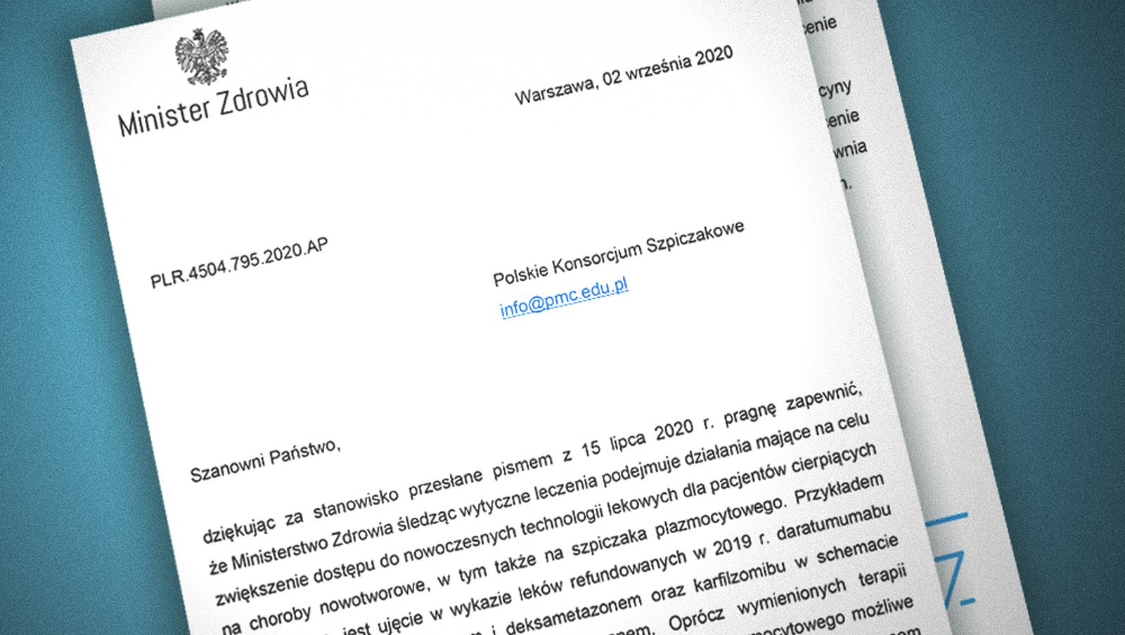 Odpowiedź Ministerstwa Zdrowia na apel z dnia 15 lipca 2020