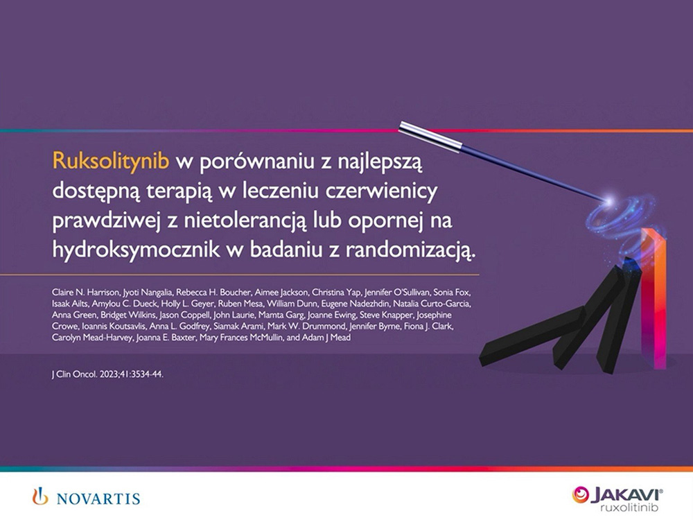 Ruksolitynib w porównaniu z najlepszą dostępną terapią w leczeniu czerwienicy prawdziwej z nietolerancją lub opornej na hydroksymocznik w badaniu z randomizacją [WIDEO]
