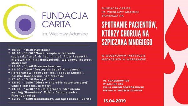 Spotkanie Pacjentów chorujących na Szpiczaka Plazmacytowego | 13 kwietnia 2019,...