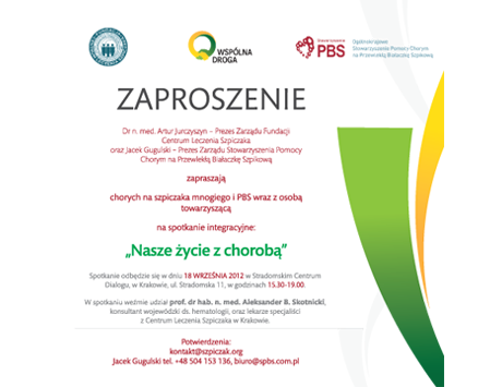 Spotkanie integracyjne "Nasze życie z chorobą" dla chorych na szpiczaka mnogiego...