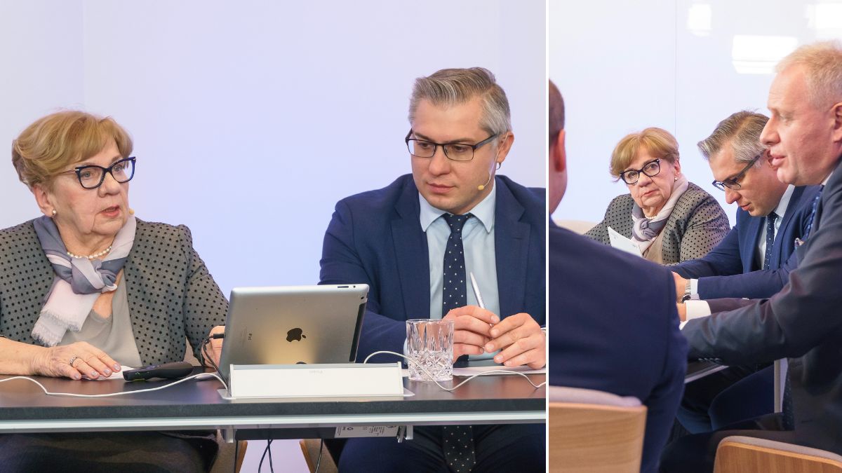 Prof. Dmoszyńska i prof. Giannopoulos w czasie konferencji